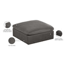 Meridian Cozy Grey Velvet Ottoman IMAGE 5
