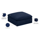 Meridian Cozy Navy Velvet Ottoman IMAGE 5