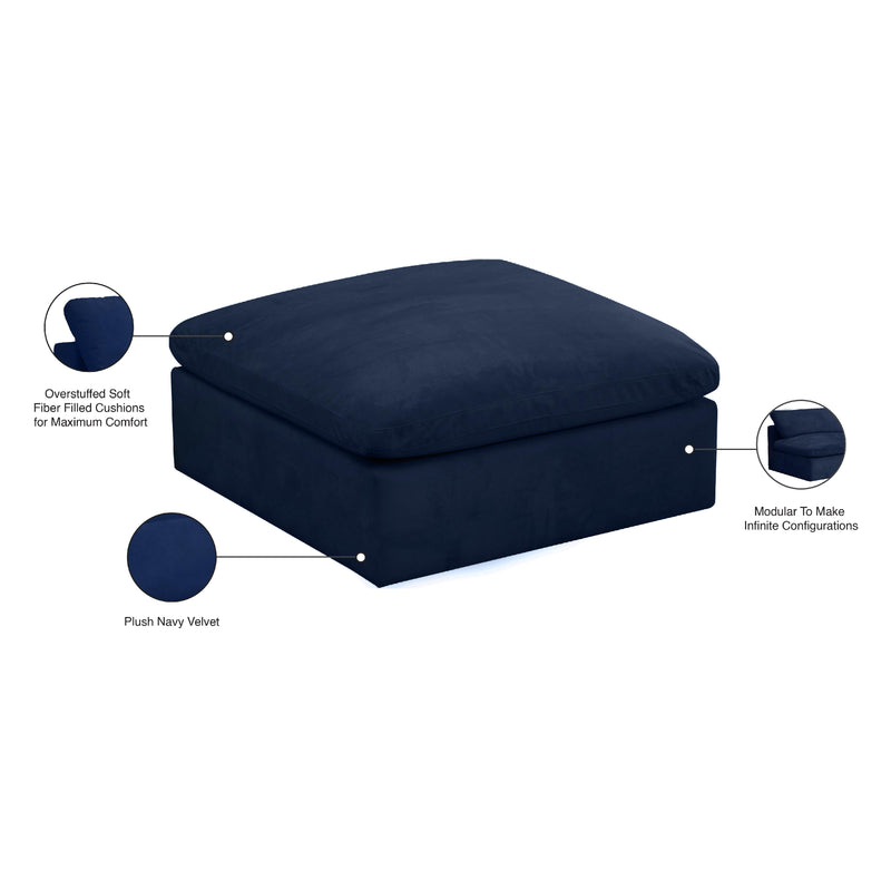 Meridian Cozy Navy Velvet Ottoman IMAGE 5