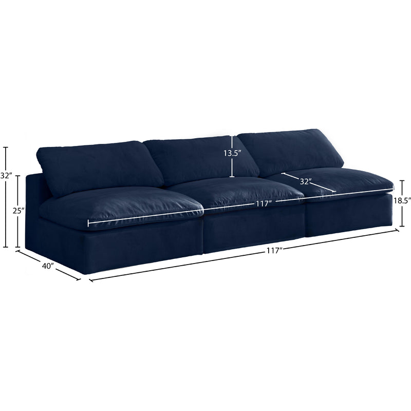 Meridian Cozy Navy Velvet Comfort Modular Armless Sofa IMAGE 6