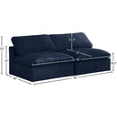 Meridian Cozy Navy Velvet Comfort Modular Armless Sofa IMAGE 6