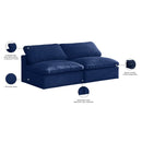Meridian Cozy Navy Velvet Comfort Modular Armless Sofa IMAGE 7