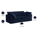 Meridian Cozy Navy Velvet Comfort Modular Sofa IMAGE 9