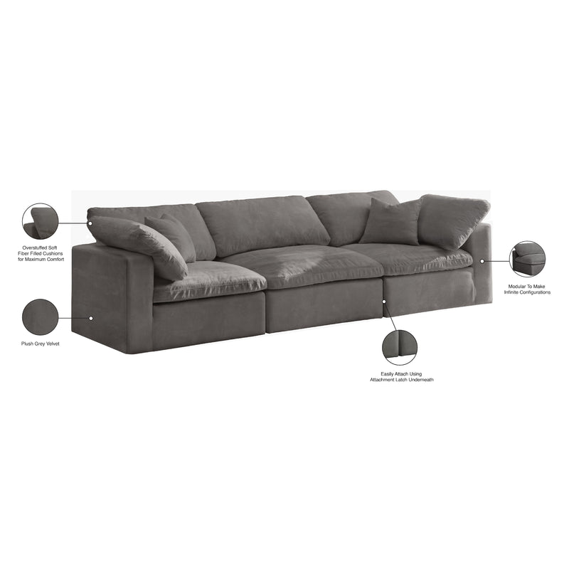 Meridian Cozy Grey Velvet Comfort Modular Sofa IMAGE 9