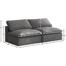 Meridian Cozy Grey Velvet Comfort Modular Armless Sofa IMAGE 6