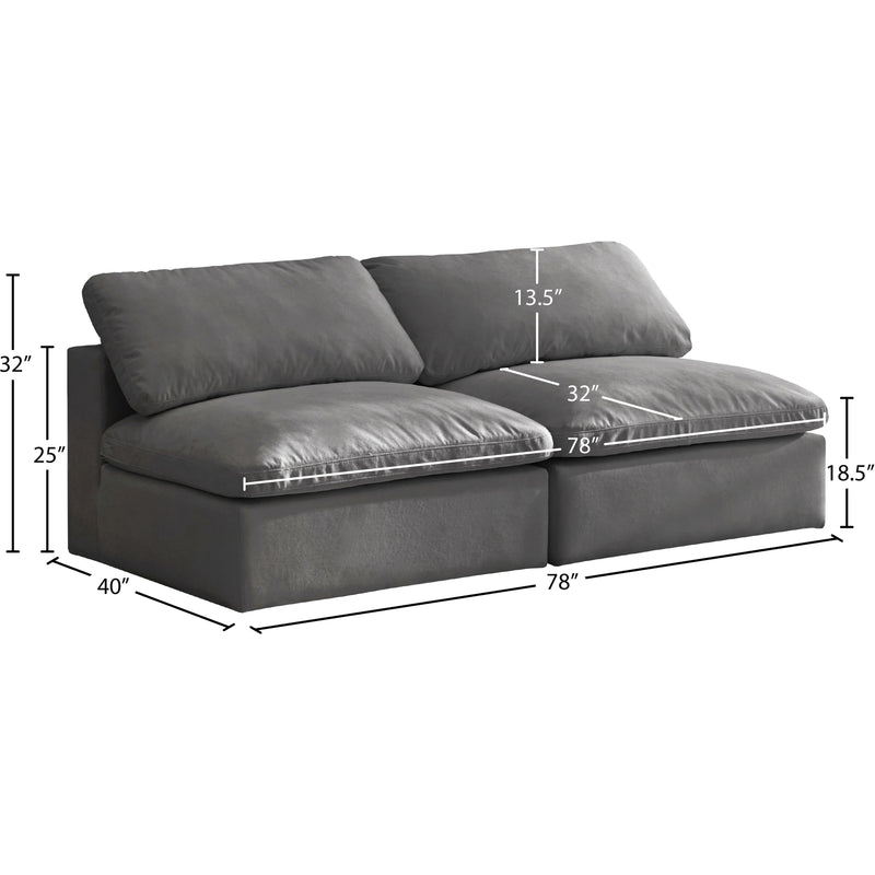 Meridian Cozy Grey Velvet Comfort Modular Armless Sofa IMAGE 6
