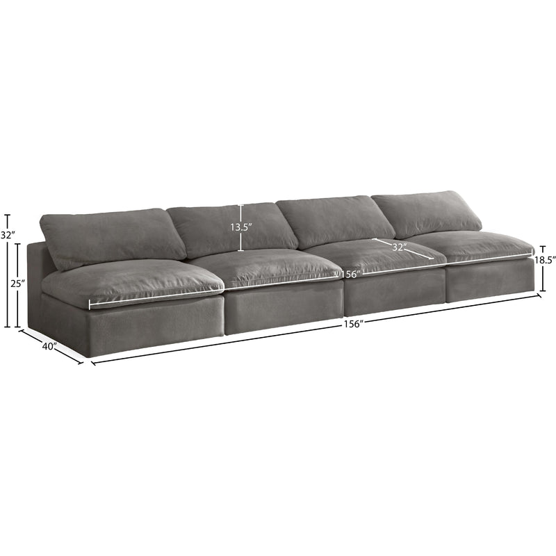 Meridian Cozy Grey Velvet Comfort Modular Armless Sofa IMAGE 6
