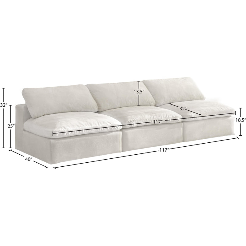 Meridian Cozy Cream Velvet Comfort Modular Armless Sofa IMAGE 6