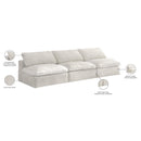Meridian Cozy Cream Velvet Comfort Modular Armless Sofa IMAGE 7