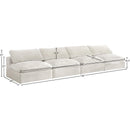 Meridian Cozy Cream Velvet Comfort Modular Armless Sofa IMAGE 6