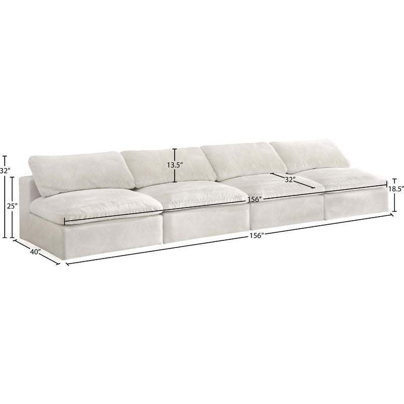 Meridian Cozy Cream Velvet Comfort Modular Armless Sofa IMAGE 6