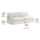 Meridian Cozy Cream Velvet Comfort Modular Armless Sofa IMAGE 5