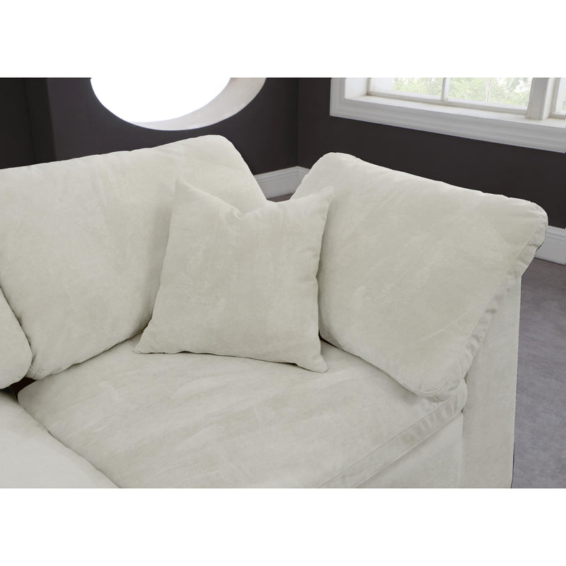 Meridian Cozy Cream Velvet Comfort Modular Sofa IMAGE 8