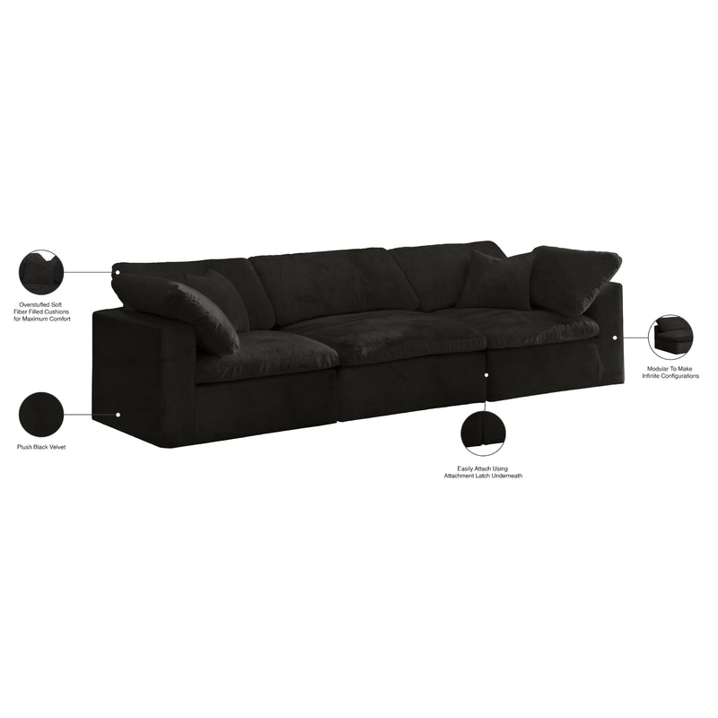 Meridian Cozy Black Velvet Comfort Modular Sofa IMAGE 8