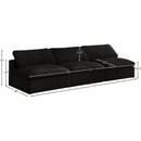 Meridian Cozy Black Velvet Comfort Modular Armless Sofa IMAGE 6