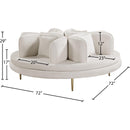 Meridian Circlet Cream Velvet Round Sofa Settee IMAGE 9