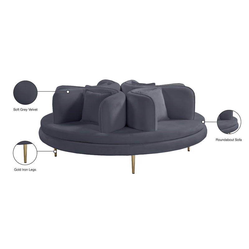 Meridian Circlet Grey Velvet Round Sofa Settee IMAGE 10