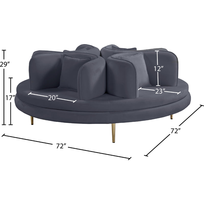 Meridian Circlet Grey Velvet Round Sofa Settee IMAGE 9