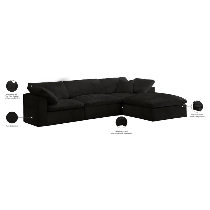 Meridian Cozy Black Velvet Comfort Modular Sectional IMAGE 12