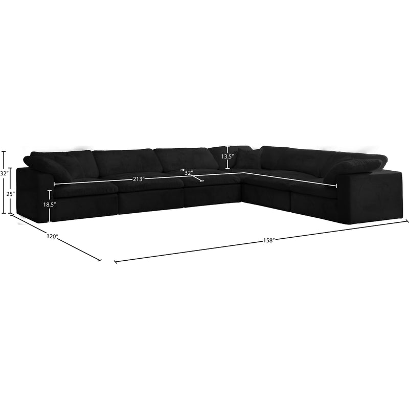 Meridian Cozy Black Velvet Comfort Modular Sectional IMAGE 8