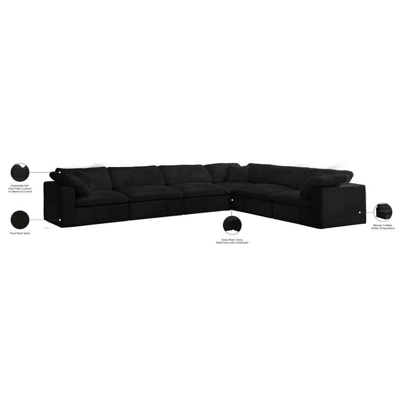 Meridian Cozy Black Velvet Comfort Modular Sectional IMAGE 9