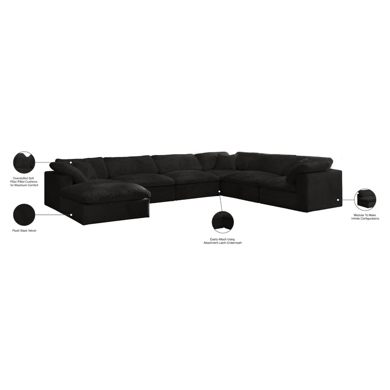 Meridian Cozy Black Velvet Comfort Modular Sectional IMAGE 9