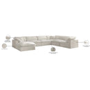 Meridian Cozy Cream Velvet Comfort Modular Sectional IMAGE 9