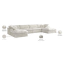Meridian Cozy Cream Velvet Comfort Modular Sectional IMAGE 9