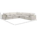 Meridian Cozy Cream Velvet Comfort Modular Sectional IMAGE 7