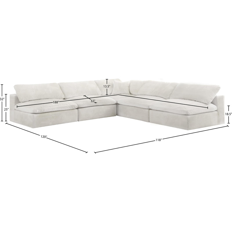Meridian Cozy Cream Velvet Comfort Modular Sectional IMAGE 5