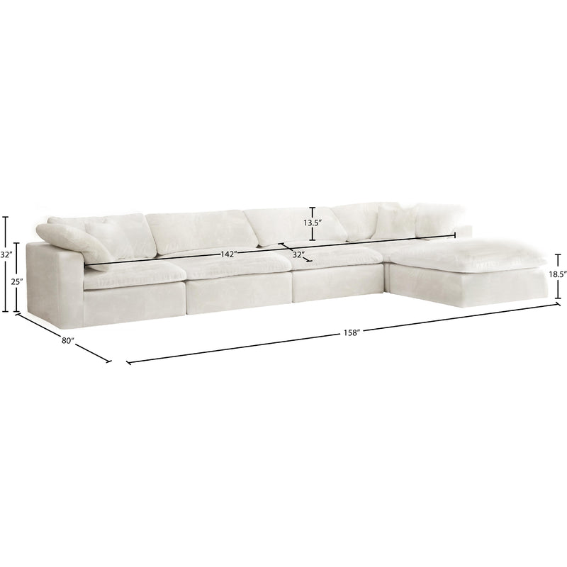 Meridian Cozy Cream Velvet Comfort Modular Sectional IMAGE 11