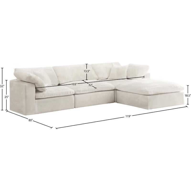 Meridian Cozy Cream Velvet Comfort Modular Sectional IMAGE 11