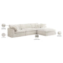 Meridian Cozy Cream Velvet Comfort Modular Sectional IMAGE 12