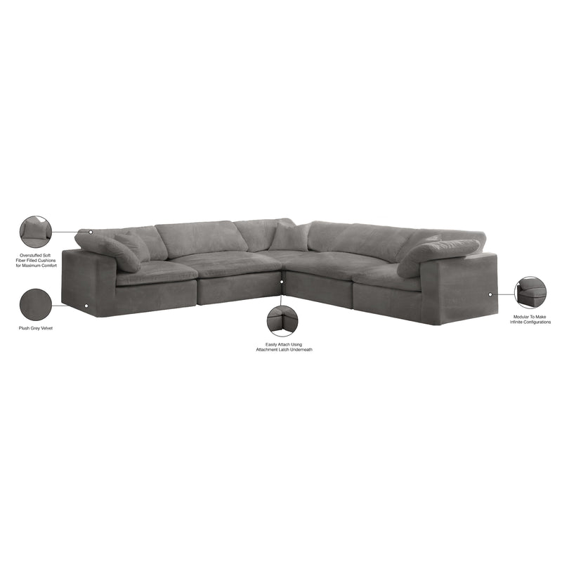 Meridian Cozy Grey Velvet Comfort Modular Sectional IMAGE 8