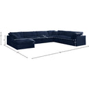 Meridian Cozy Navy Velvet Comfort Modular Sectional IMAGE 8