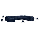 Meridian Cozy Navy Velvet Comfort Modular Sectional IMAGE 9