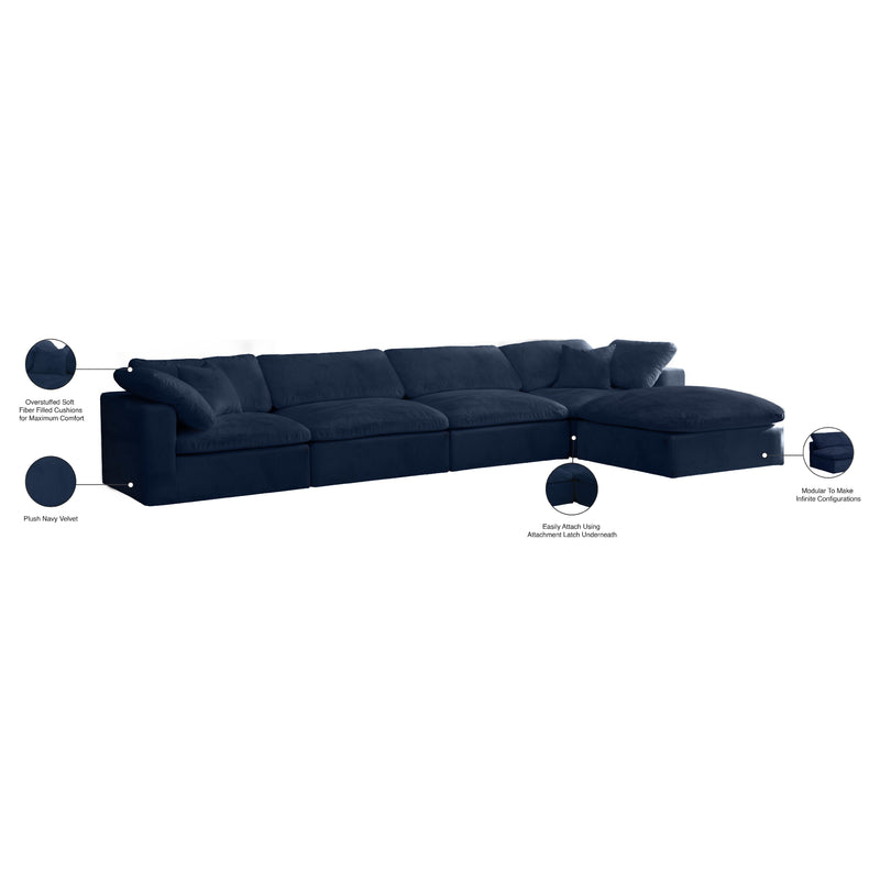 Meridian Cozy Navy Velvet Comfort Modular Sectional IMAGE 12