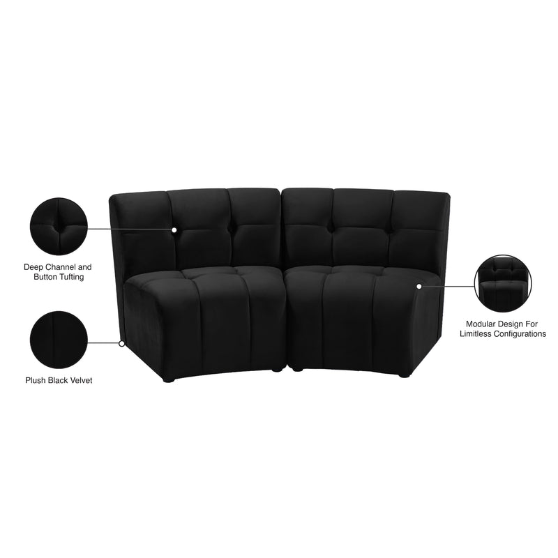 Meridian Limitless Black Velvet 2 pc Modular Sectional IMAGE 14