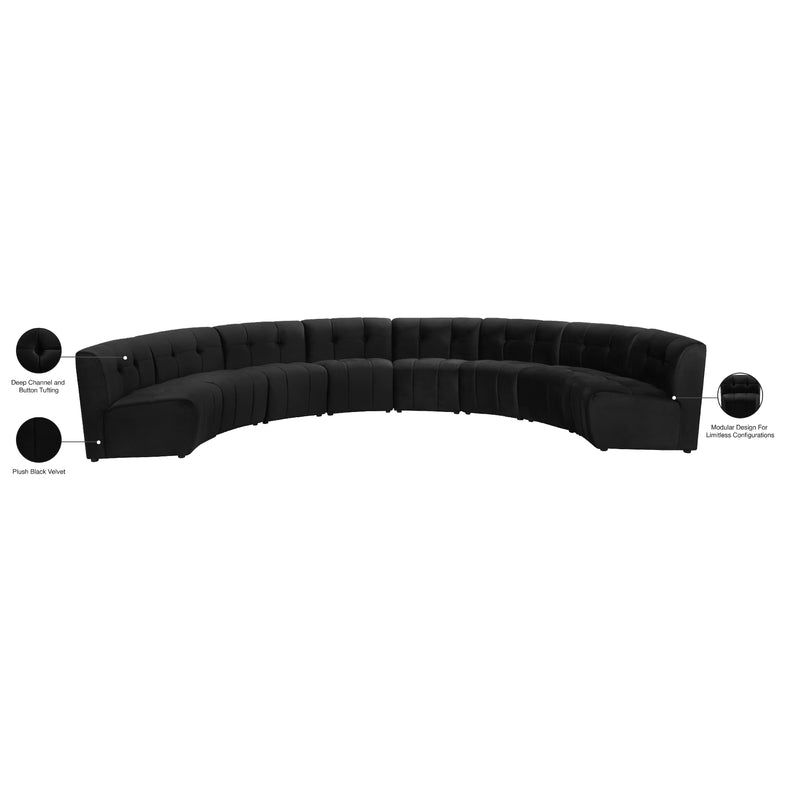 Meridian Limitless Black Velvet 8 pc Modular Sectional IMAGE 14