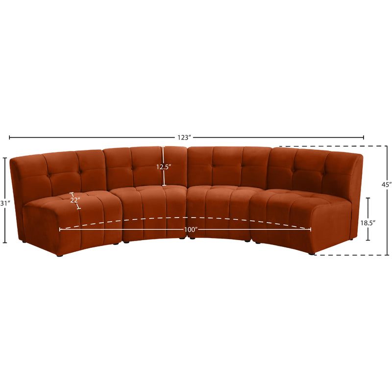 Meridian Limitless Cognac Velvet 4 pc Modular Sectional IMAGE 14