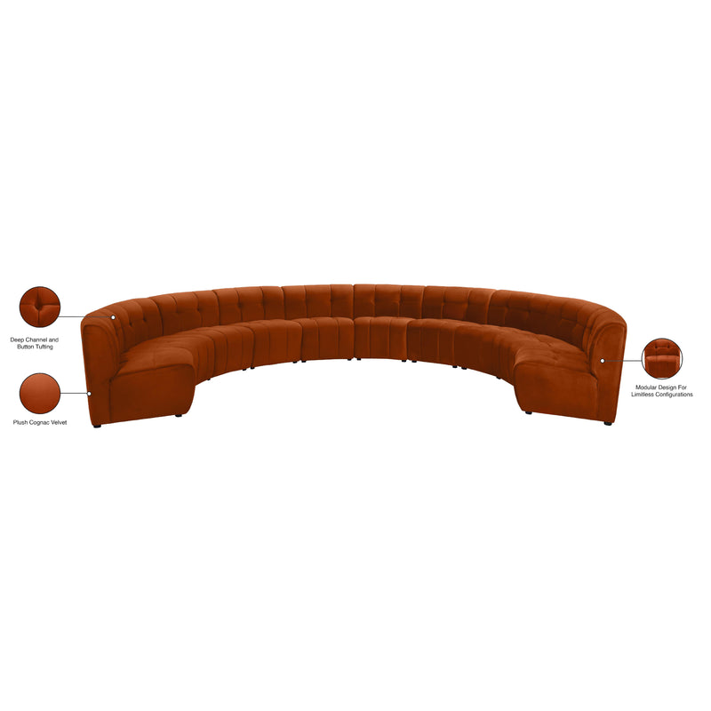 Meridian Limitless Cognac Velvet 10 pc Modular Sectional IMAGE 14