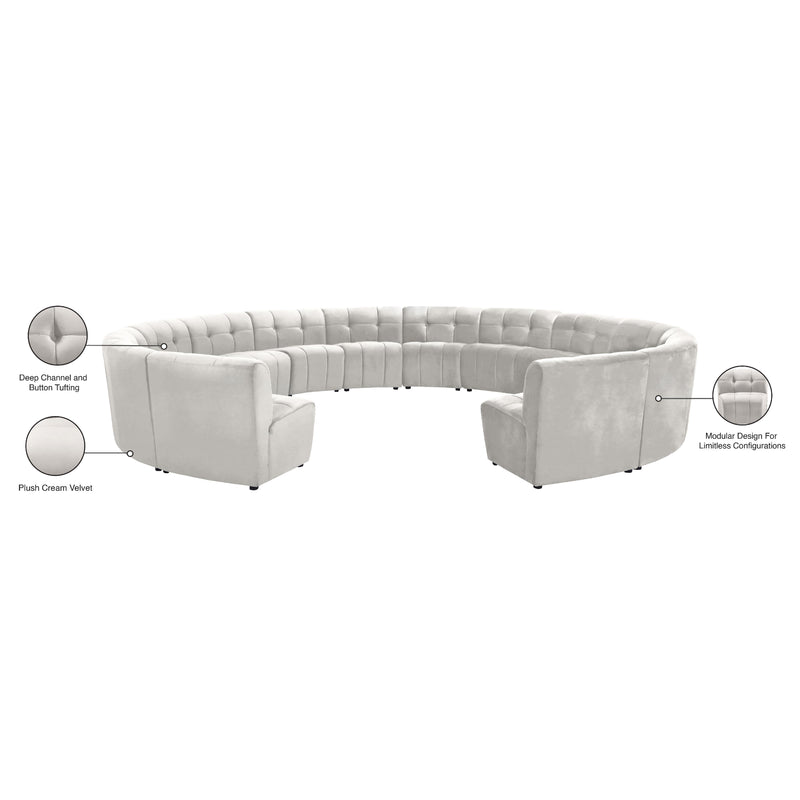 Meridian Limitless Cream Velvet 14 pc Modular Sectional IMAGE 13