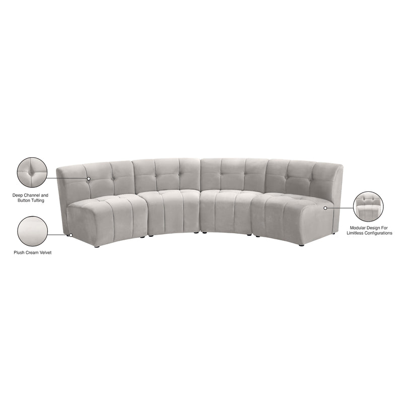 Meridian Limitless Cream Velvet 4 pc Modular Sectional IMAGE 15
