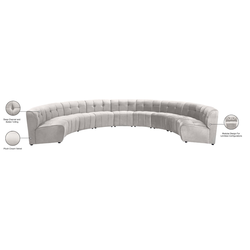 Meridian Limitless Cream Velvet 9 pc Modular Sectional IMAGE 14