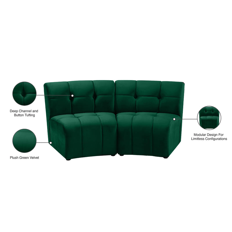 Meridian Limitless Green Velvet 2 pc Modular Sectional IMAGE 14