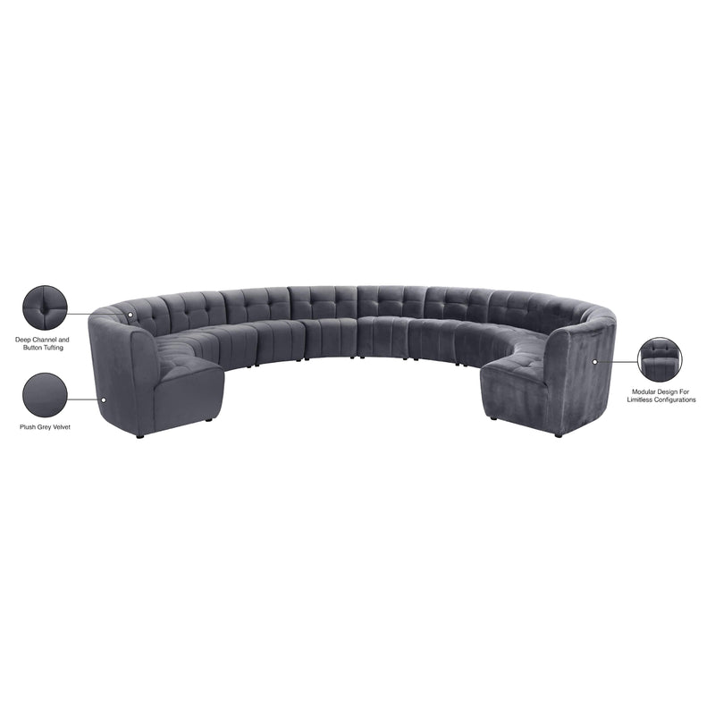 Meridian Limitless Grey Velvet 12 pc Modular Sectional IMAGE 14