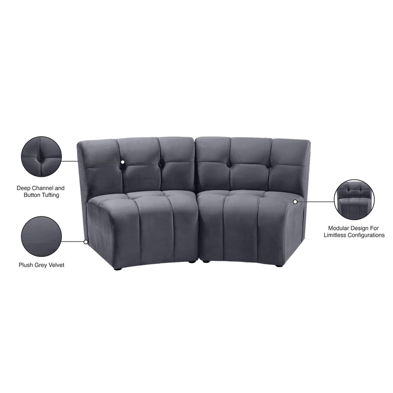Meridian Limitless Grey Velvet 2 pc Modular Sectional IMAGE 14