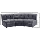 Meridian Limitless Grey Velvet 3 pc Modular Sectional IMAGE 13