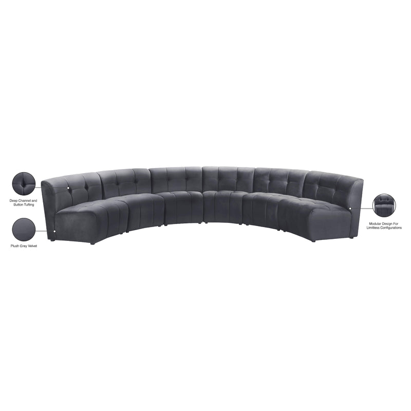 Meridian Limitless Grey Velvet 6 pc Modular Sectional IMAGE 14