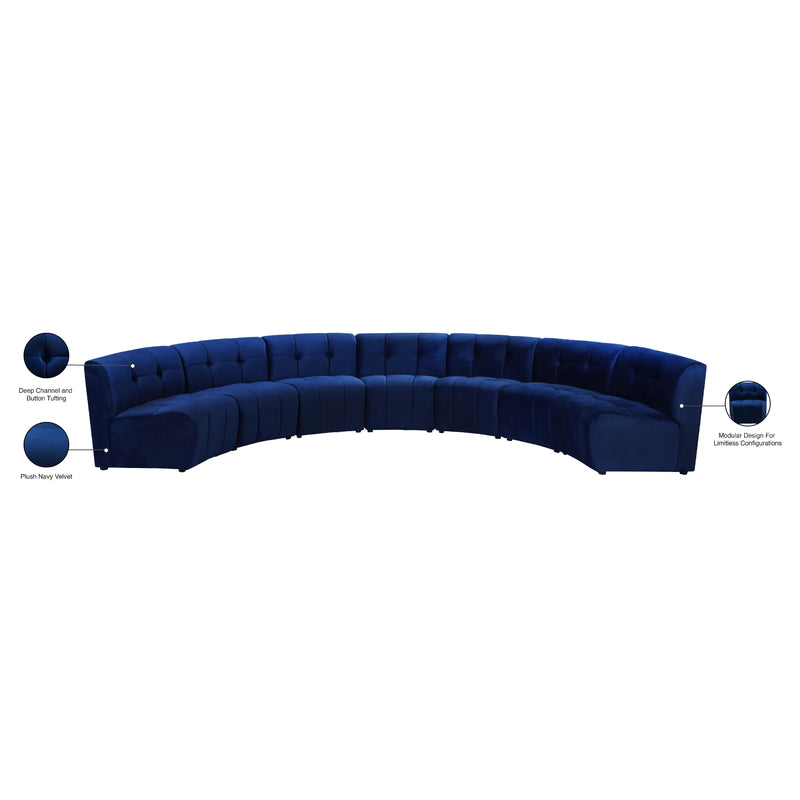 Meridian Limitless Navy Velvet 7 pc Modular Sectional IMAGE 14